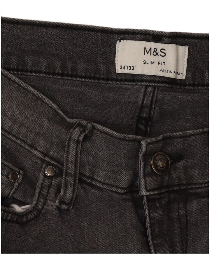 Marks & Spencer Herre Slim Jeans W34 L33 Grå Bomuld