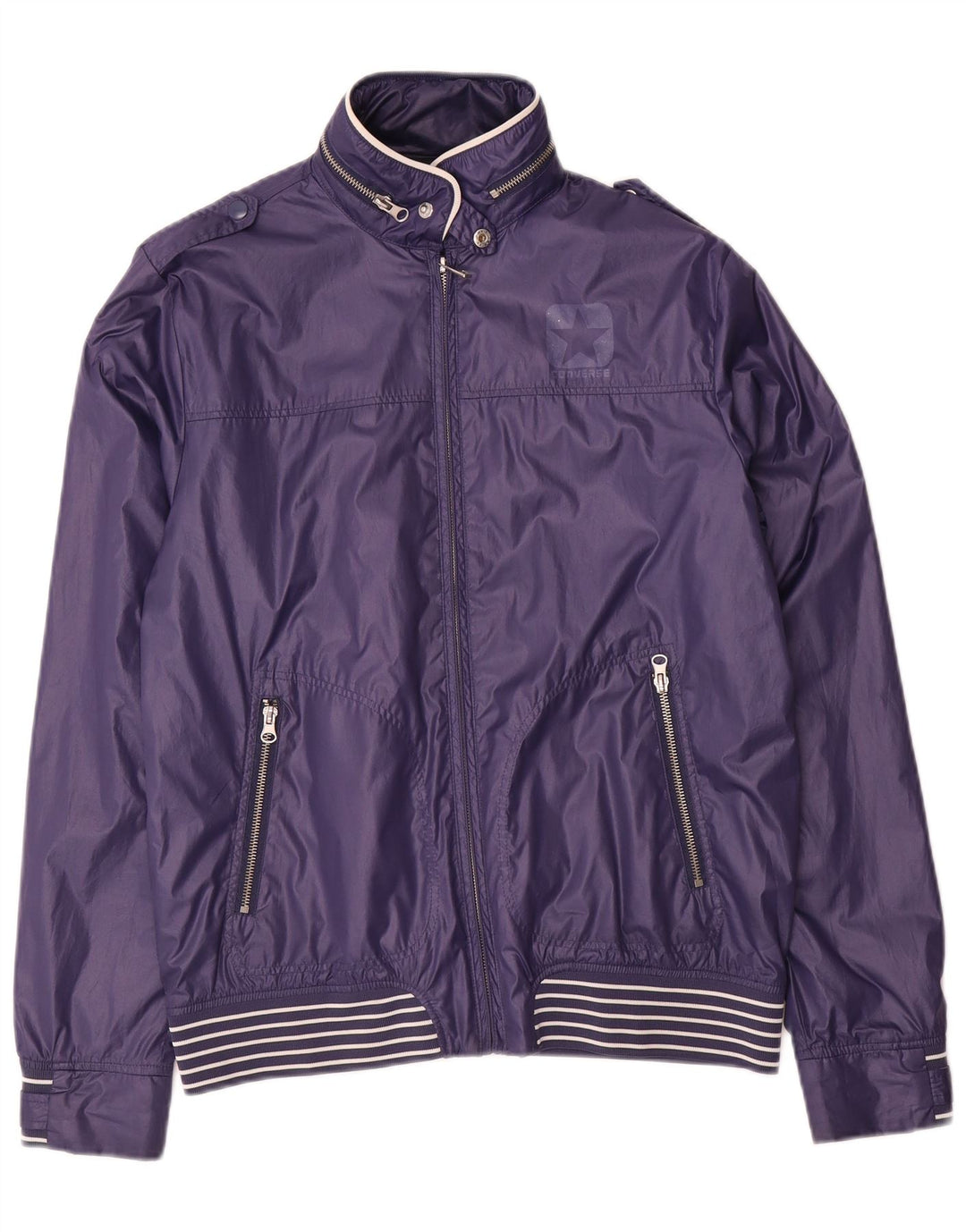 Converse Militær regnjakke med hætte til mænd UK 38 Medium Purple Polyester