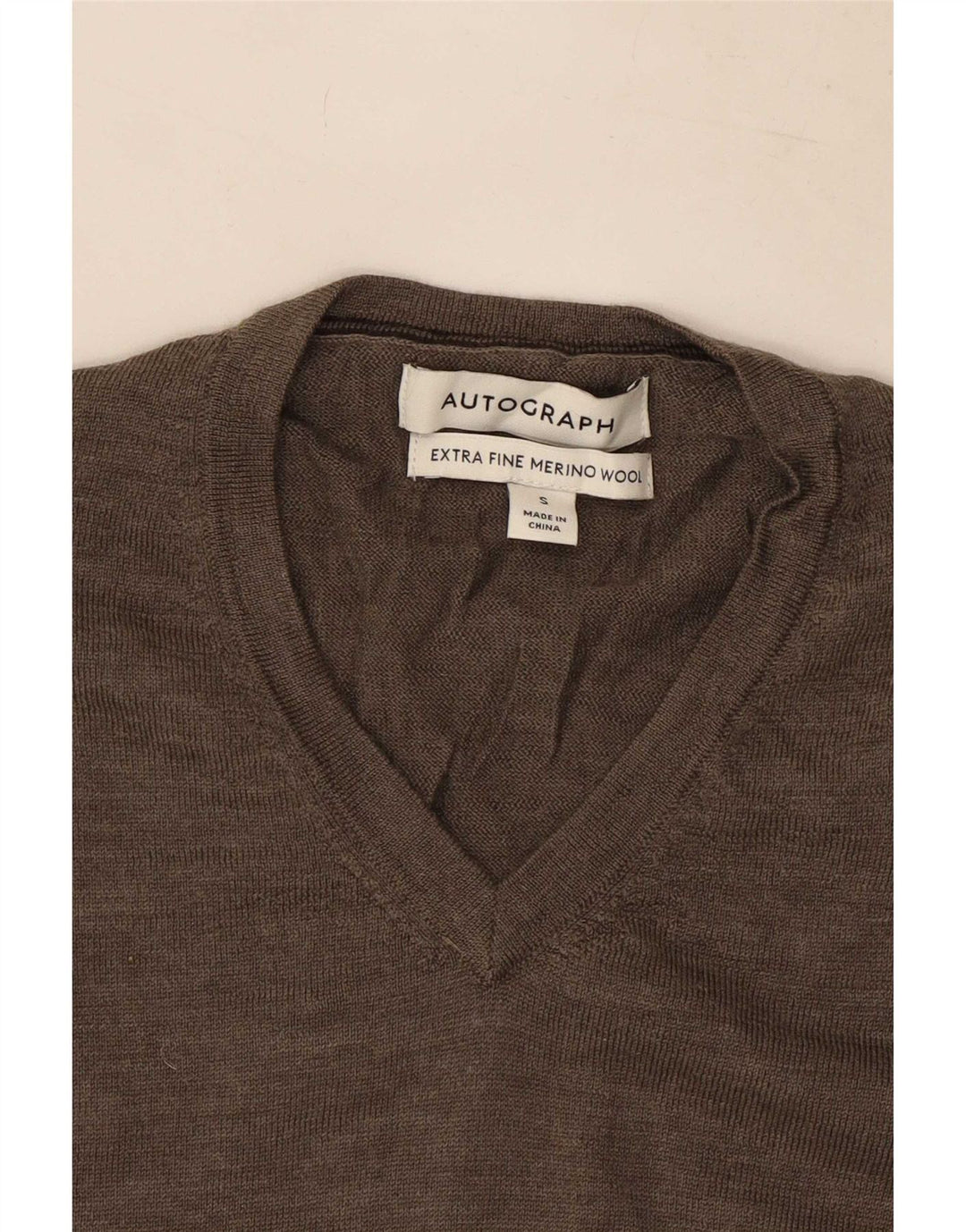 Marks & Spencer Herre V-hals sweater Small Brown Wool