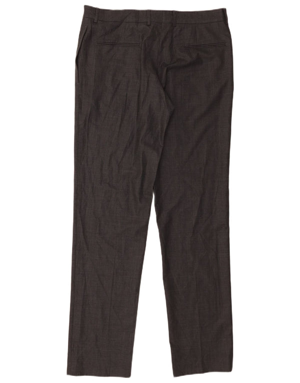 Zara Herre Straight Suit Bukser EU 44 Large W34 L34 Grå Uld
