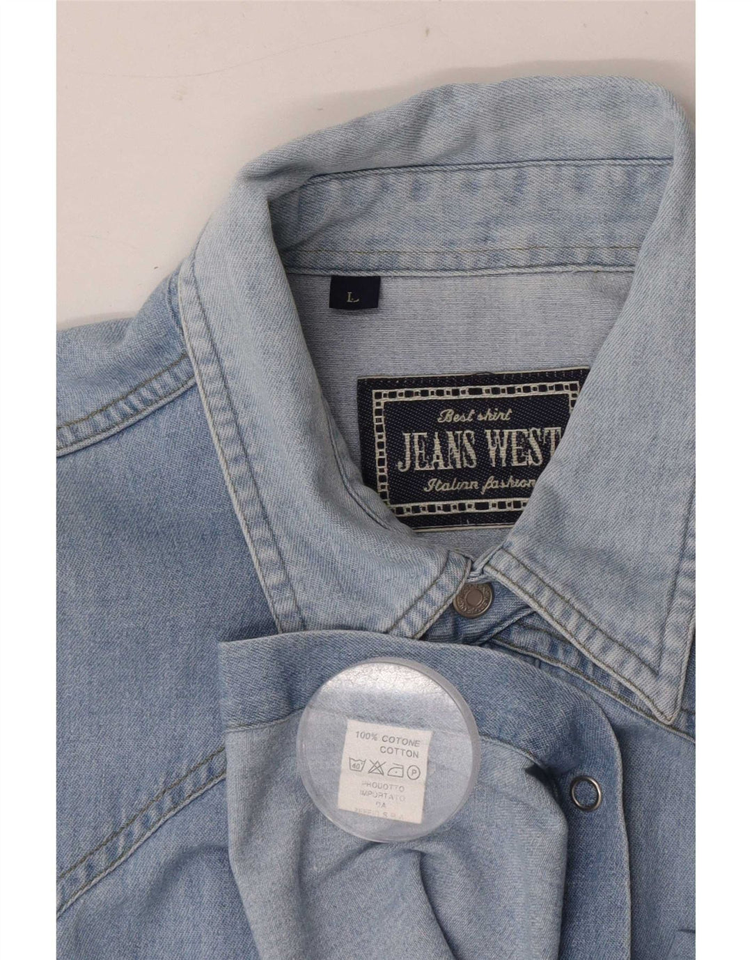 Vintage denimskjorte til mænd, stor blå bomuld