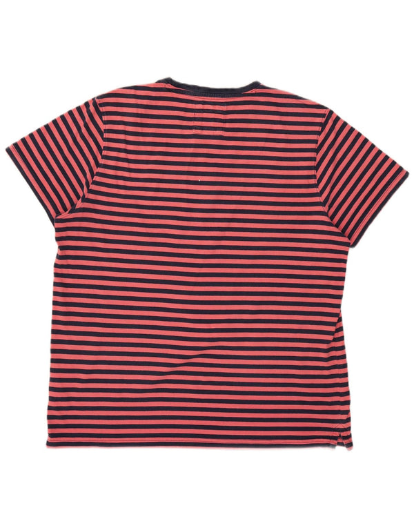Crew Clothing Herre Kortærmet Regular T-Shirt Top 2XL Pink Stribet Bomuld