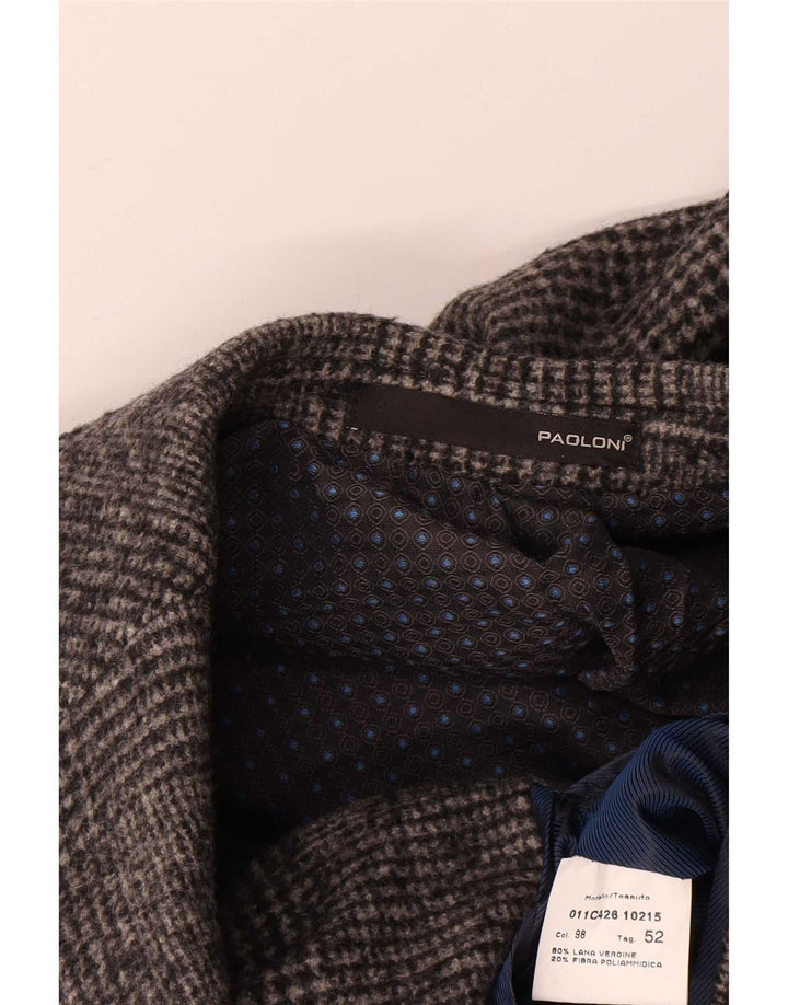 Paoloni Herre Overfrakke IT 52 XL Grå Houndstooth Virgin Wool