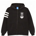 Adidas Tre Stripes grafisk hættetrøje med lynlås til mænd mellem sort bomuld