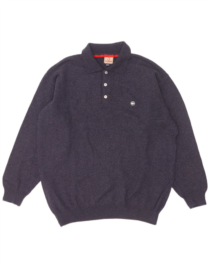 Murphy & Nye Herre Polo Neck Jumper Sweater 2XL Navy Blue Wool