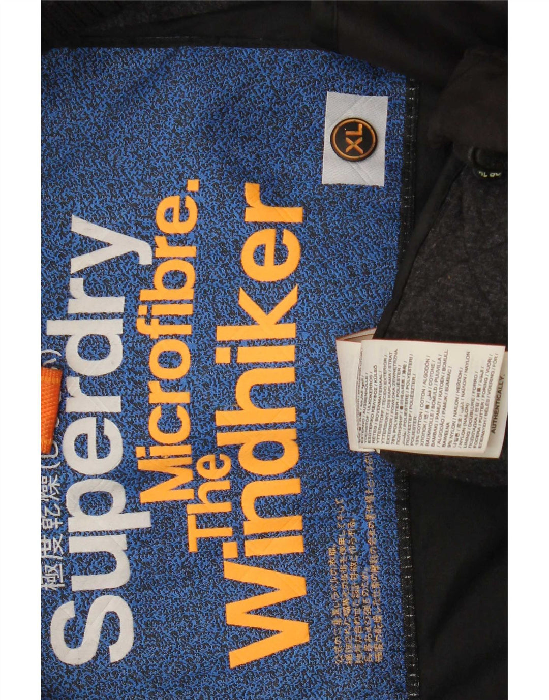 Superdry Mens The Windhiker Quiltet Jakke UK 42 XL Sort Polyester