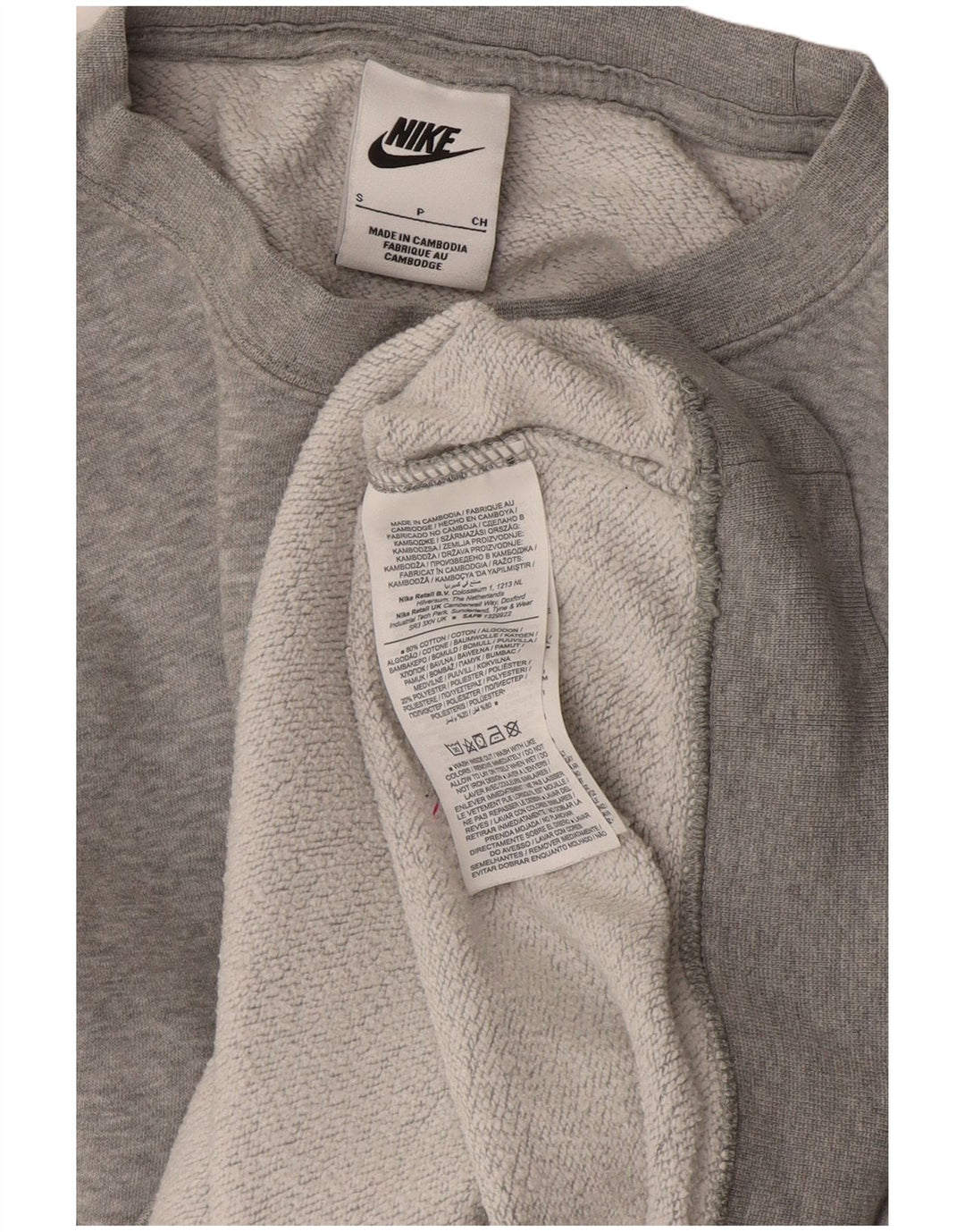 Nike Womens Graphic Oversized Sweatshirt Jumper UK 10 Small Grey Bomuld