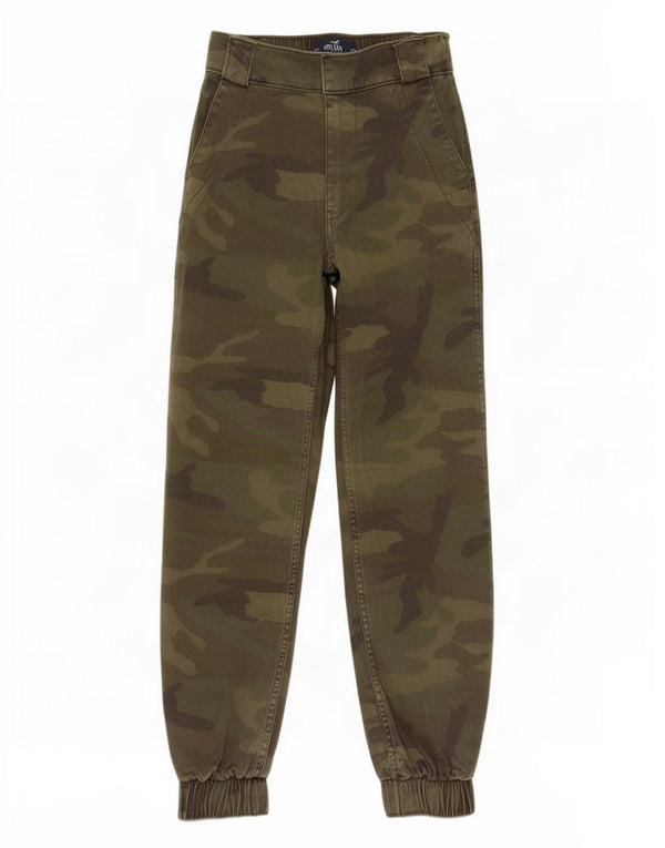 Hollister Højtaljede Casual Bukser til kvinder XS W25 L29 Khaki Camouflage
