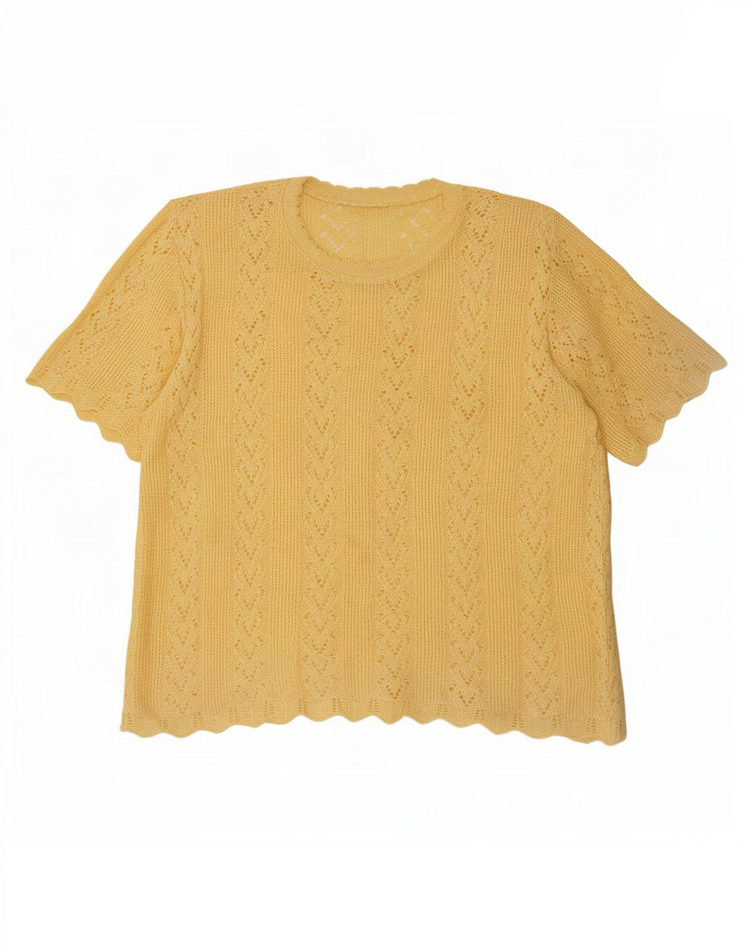 Vintage Kvinders Oversized Knit Bluse Top UK 14 Medium Yellow