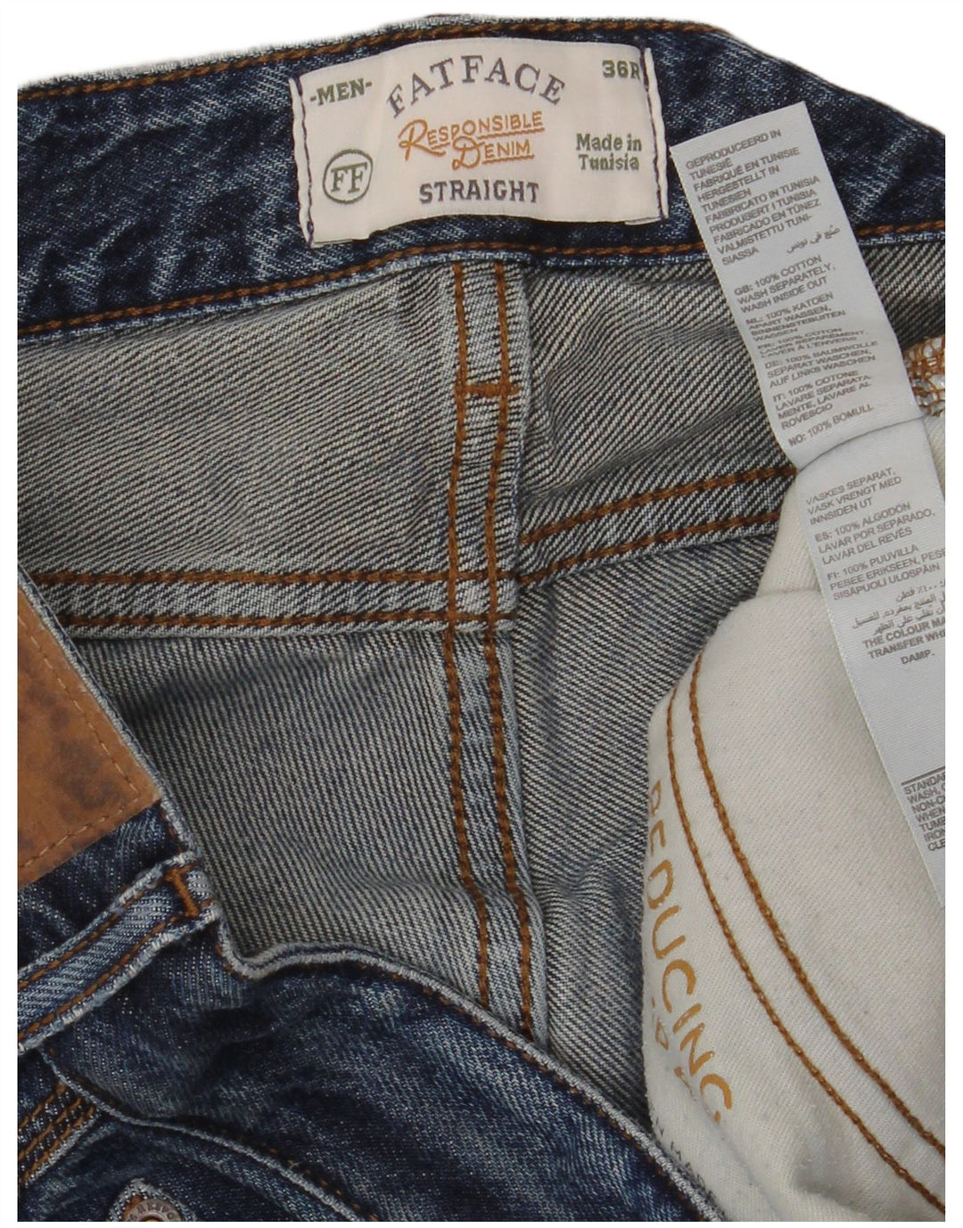 Fat Face Herre Straight Jeans W36 L32 Blå Bomuld