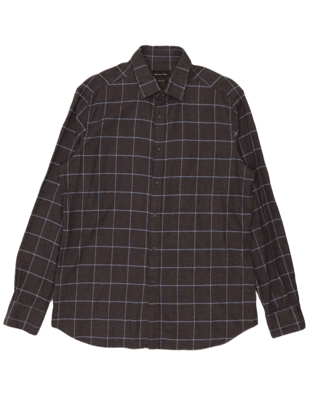 MASSIMO DUTTI Herre flannelskjorte XL Grå ternet bomuld