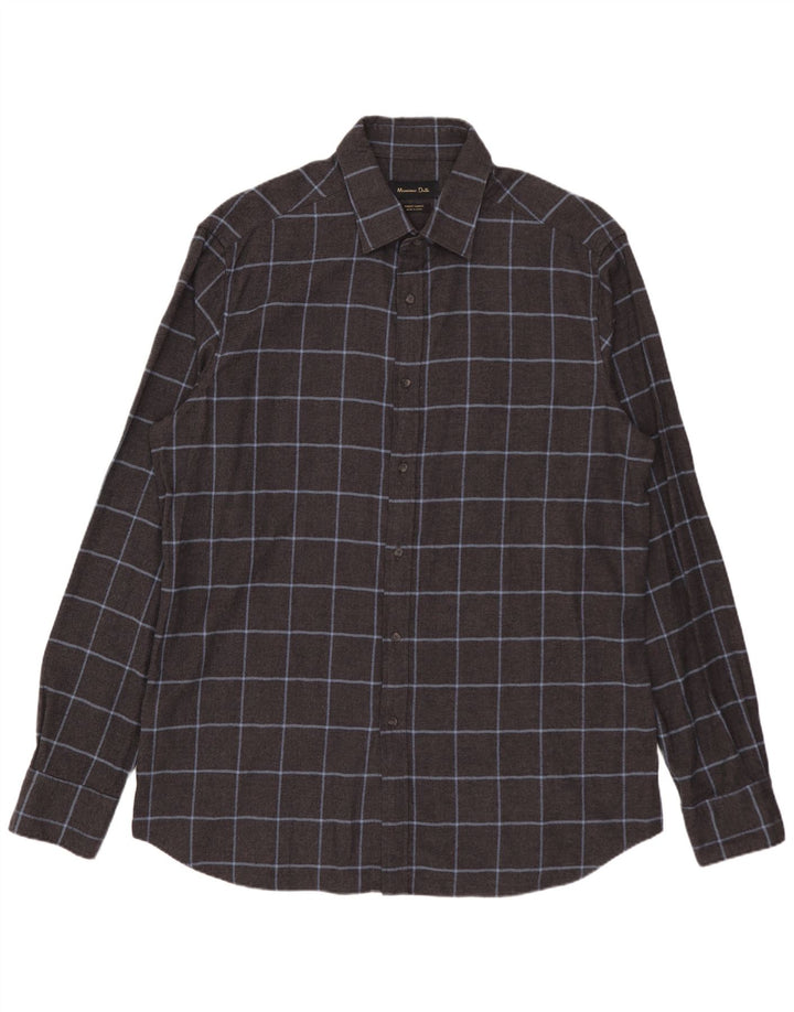 MASSIMO DUTTI Herre flannelskjorte XL Grå ternet bomuld