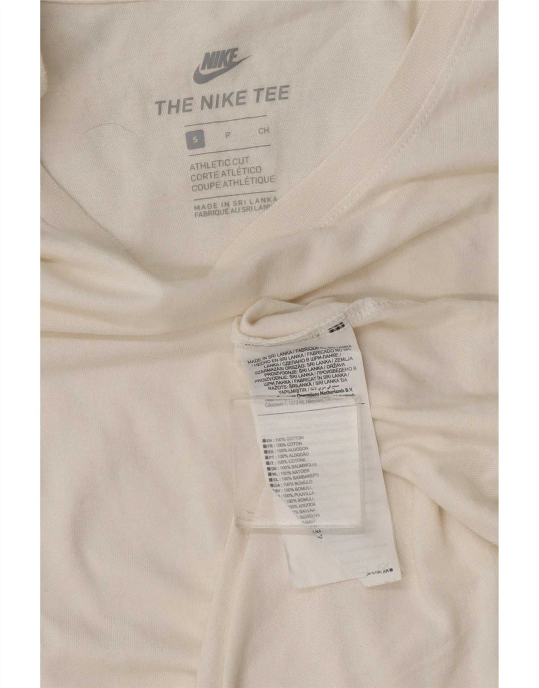 Nike T-shirt med atletisk snit til mænd, lille hvid bomuld
