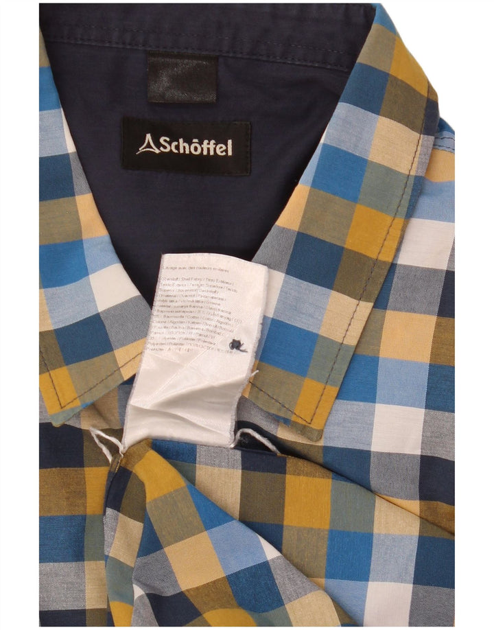 Schoffel Herreskjorte Stor blå ternet bomuld
