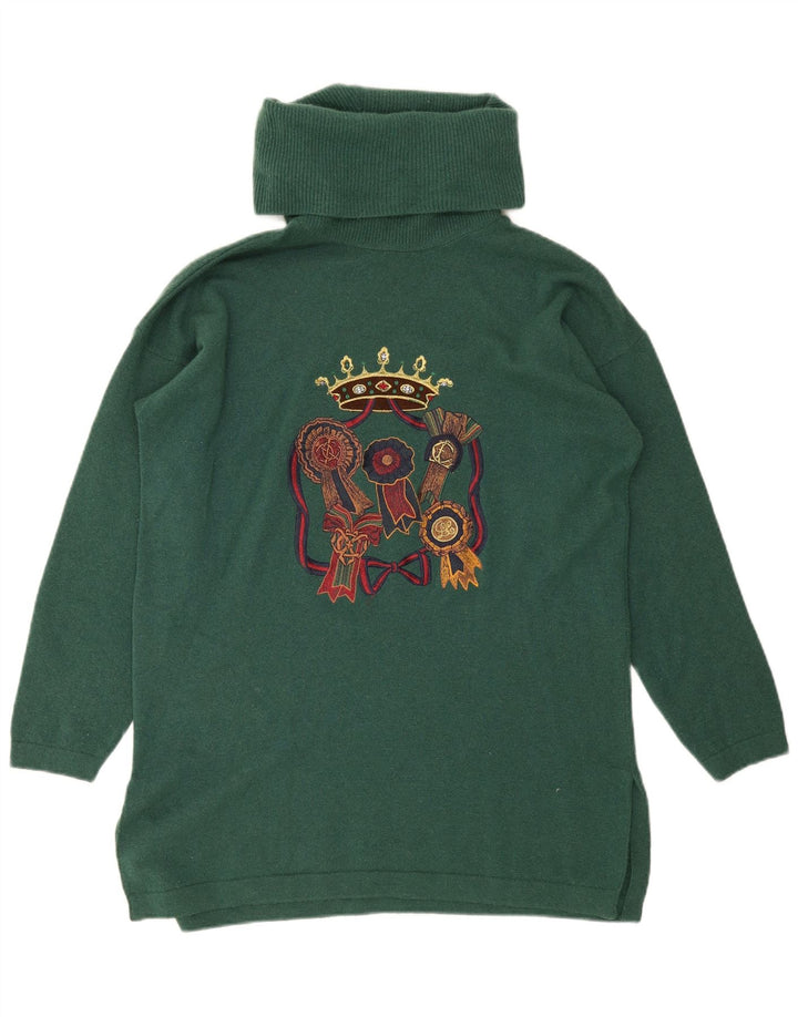 Les Copains Dame Oversized Grafisk Jumper Kjole IT 40 Lille Grøn