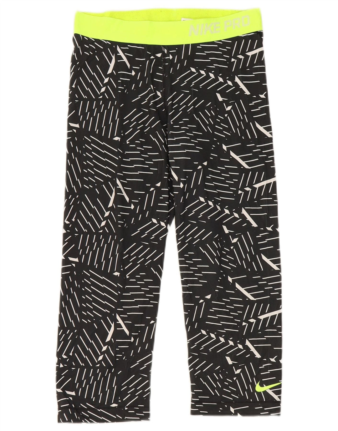 Nike Dame Grafiske Capri Leggings UK 12 Medium Sort Geometrisk Polyester