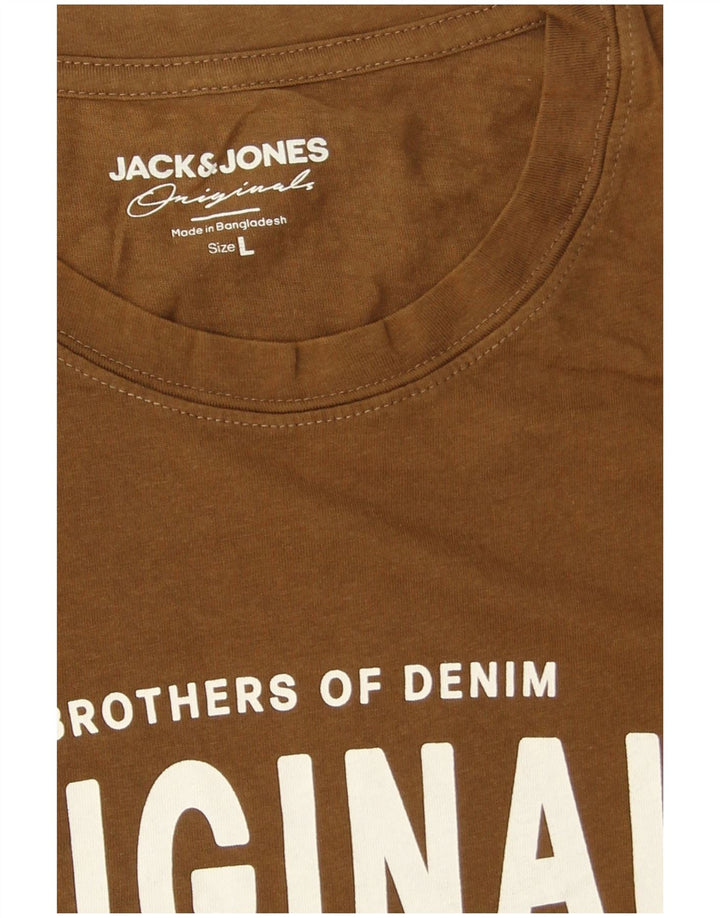 Jack & Jones Herre grafisk T-shirt Top Stor brun bomuld
