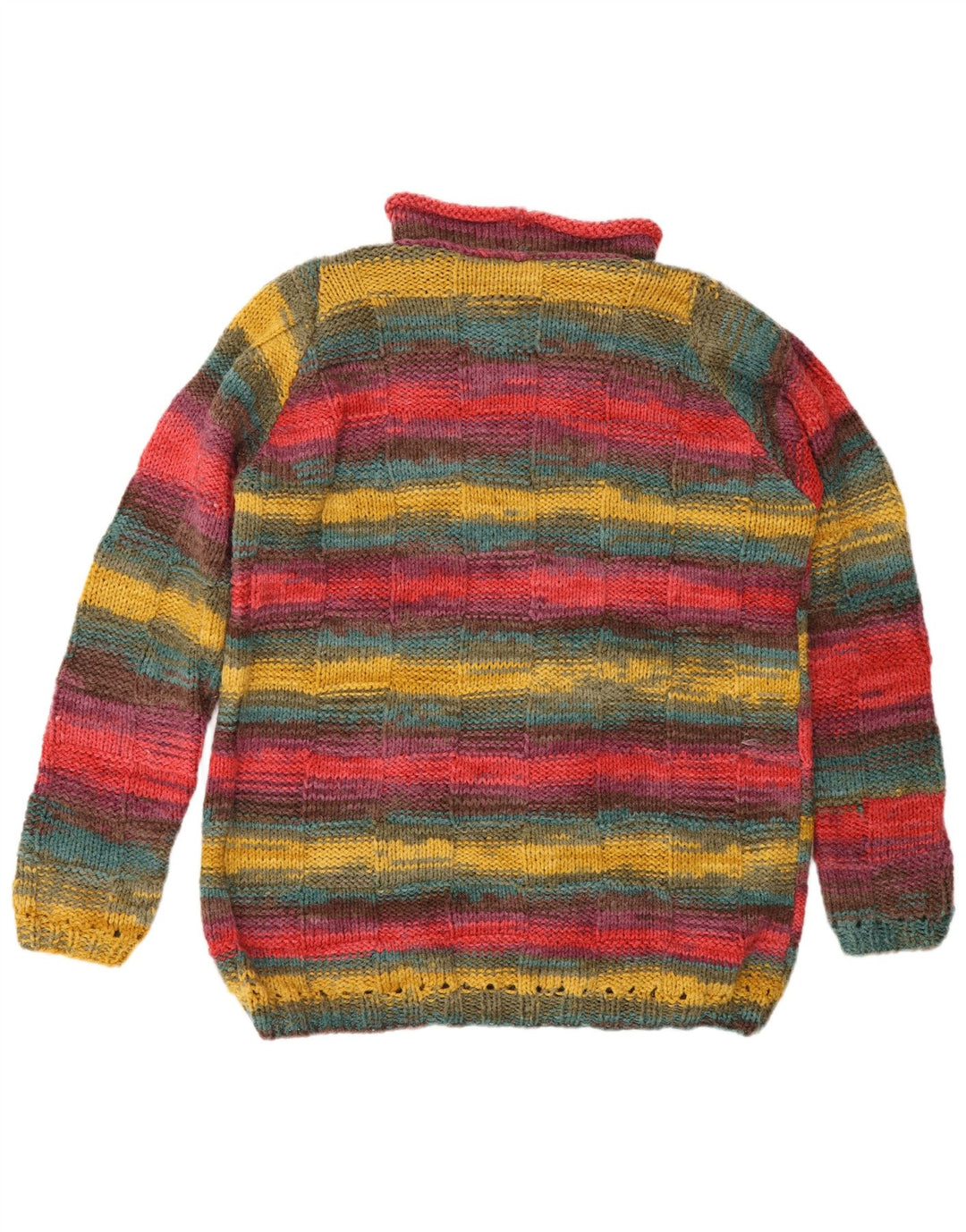 Vintage Herre rullehals sweater stor flerfarvet stribet