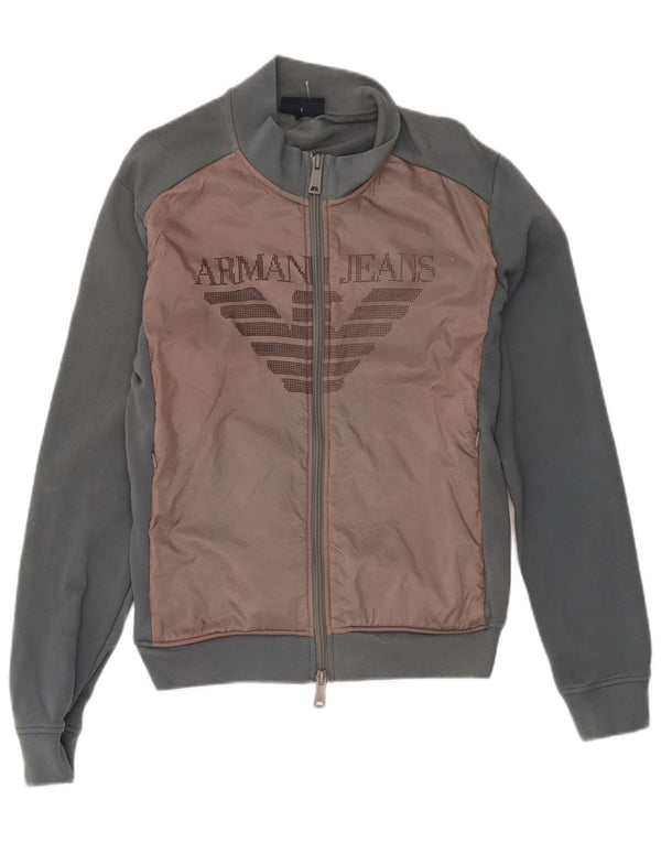 Armani Jeans Dame træningsdragt Topjakke UK 16 Stor Grå Colourblock