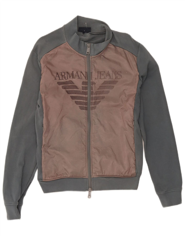 Armani Jeans Dame træningsdragt Topjakke UK 16 Stor Grå Colourblock