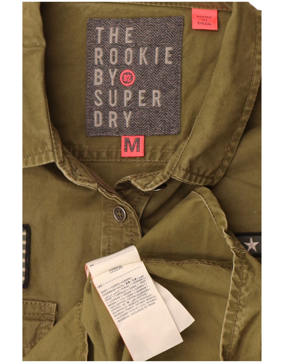 Superdry grafisk skjorte til kvinder UK 14 Medium Khaki Bomuld