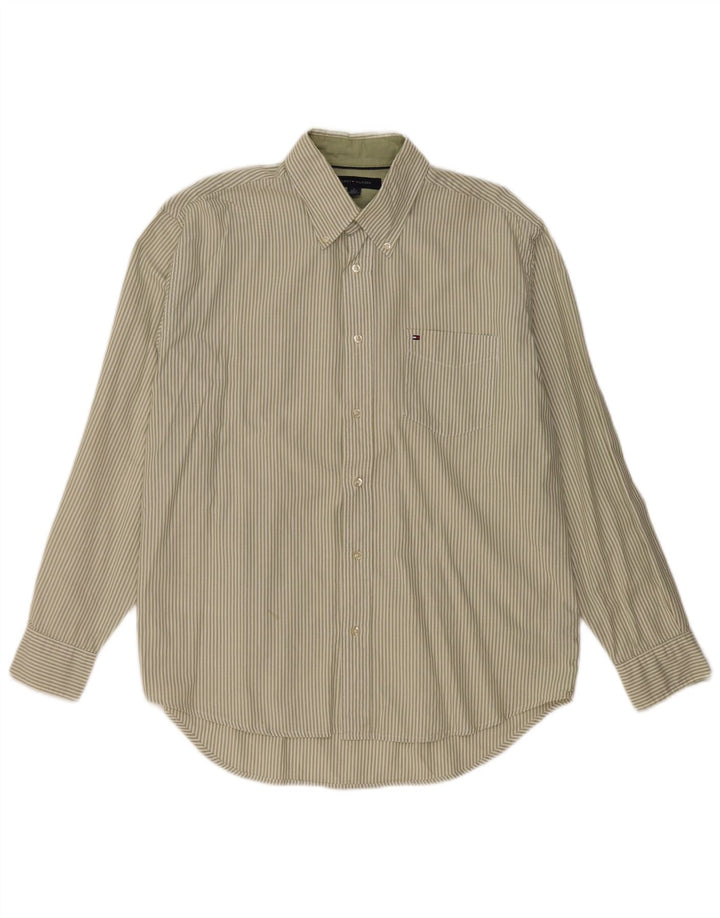TOMMY HILFIGER Herreskjorte Medium Khaki Nålestribet bomuld