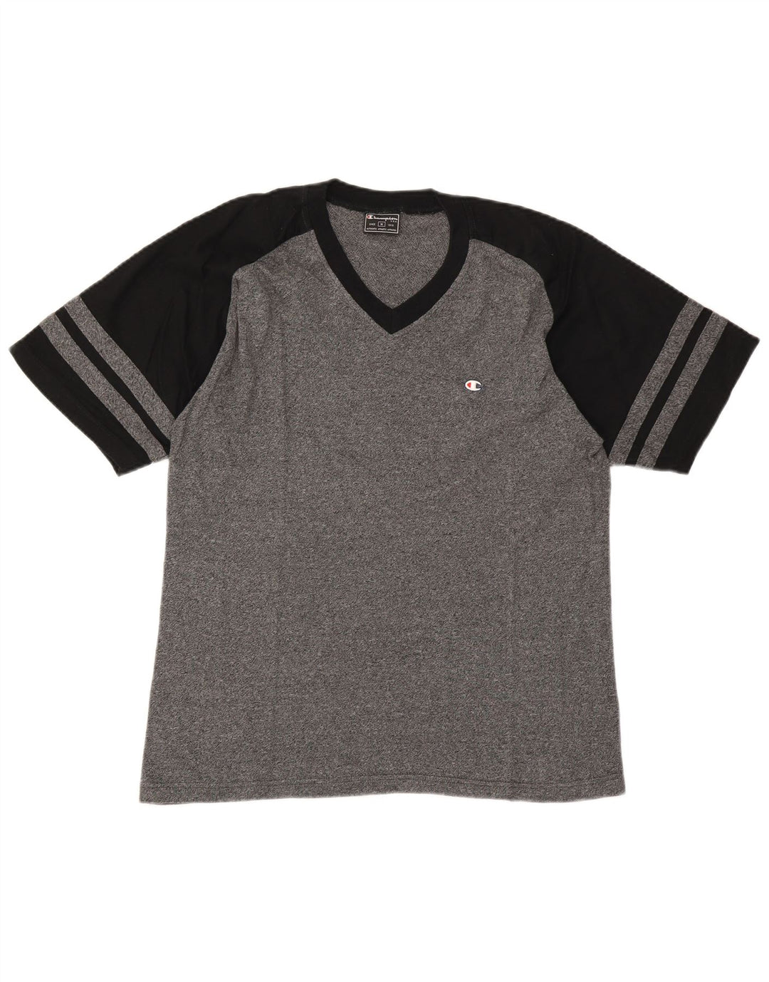 Champion Herre T-Shirt Top Medium Grå Colourblock Bomuld