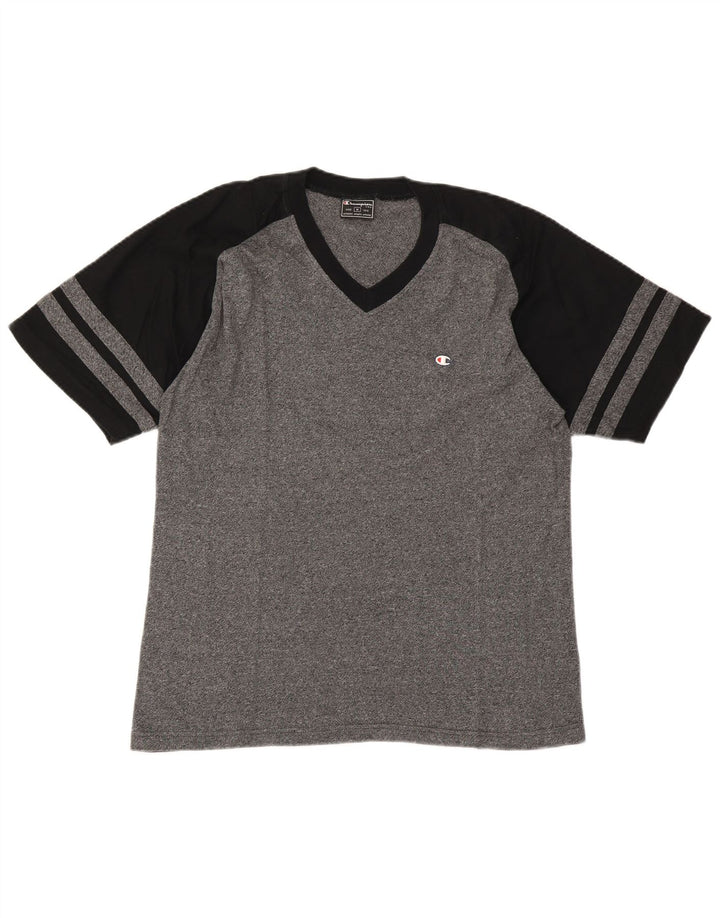 Champion Herre T-Shirt Top Medium Grå Colourblock Bomuld