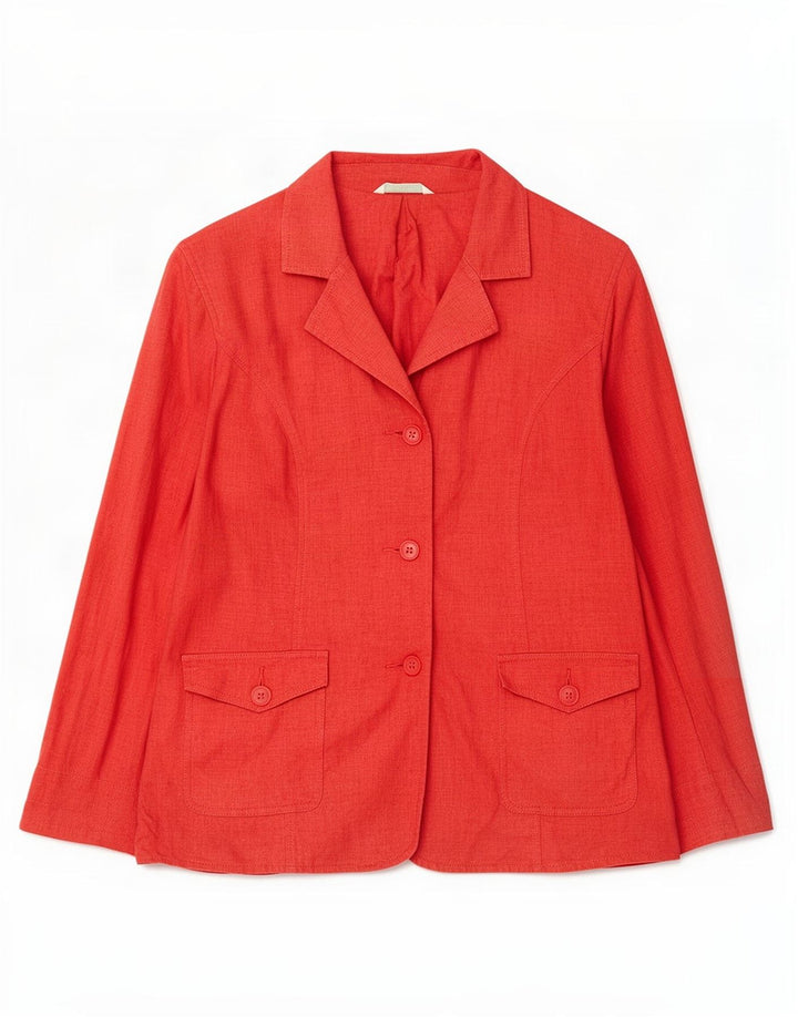 Marks & Spencer Dame 3 Button Blazer Jacket UK 16 Large Red Linen