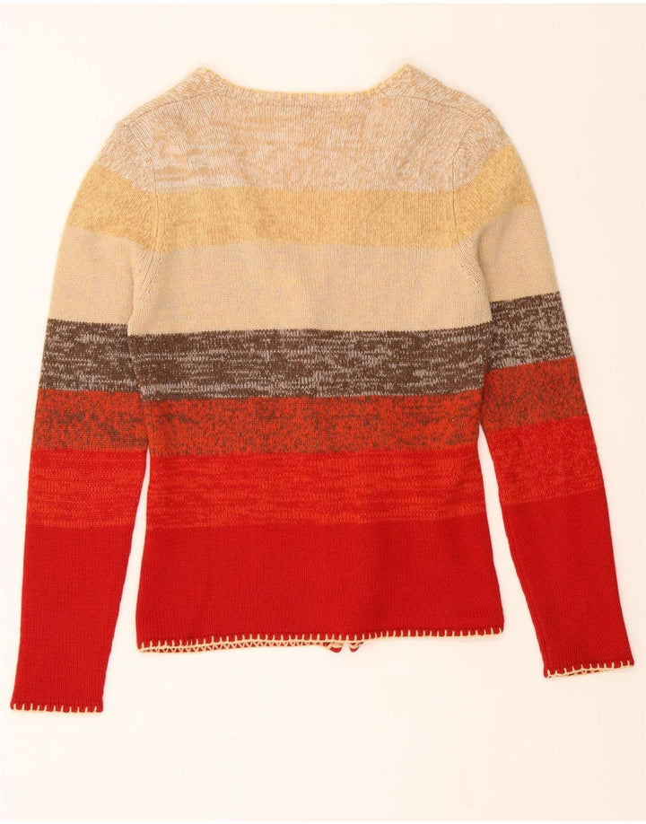 VINTAGE Womens Cardigan Sweater UK 10 Small Red Striped Vintage Vintage and Second-Hand Vintage from Messina Hembry 