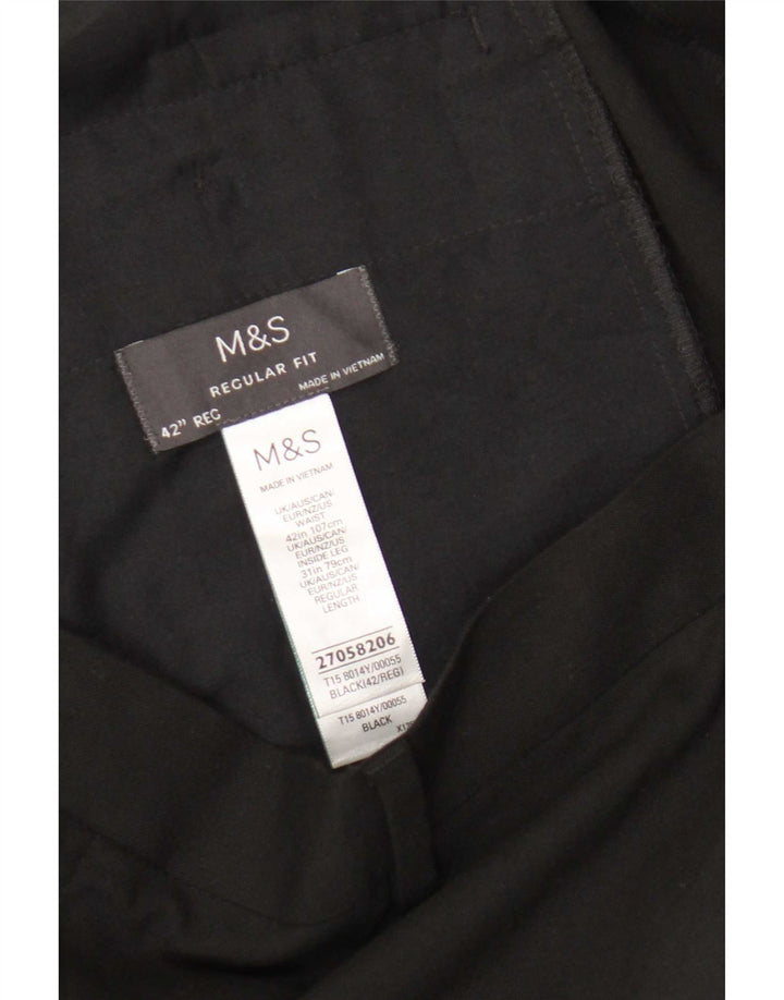 Marks & Spencer Herre Regular Fit Suit Bukser W42 L31 Sort polyester