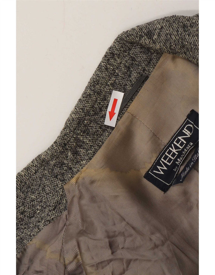Max Mara Dame Weekend 1-knap blazerjakke UK 16 Large Grey Flecked