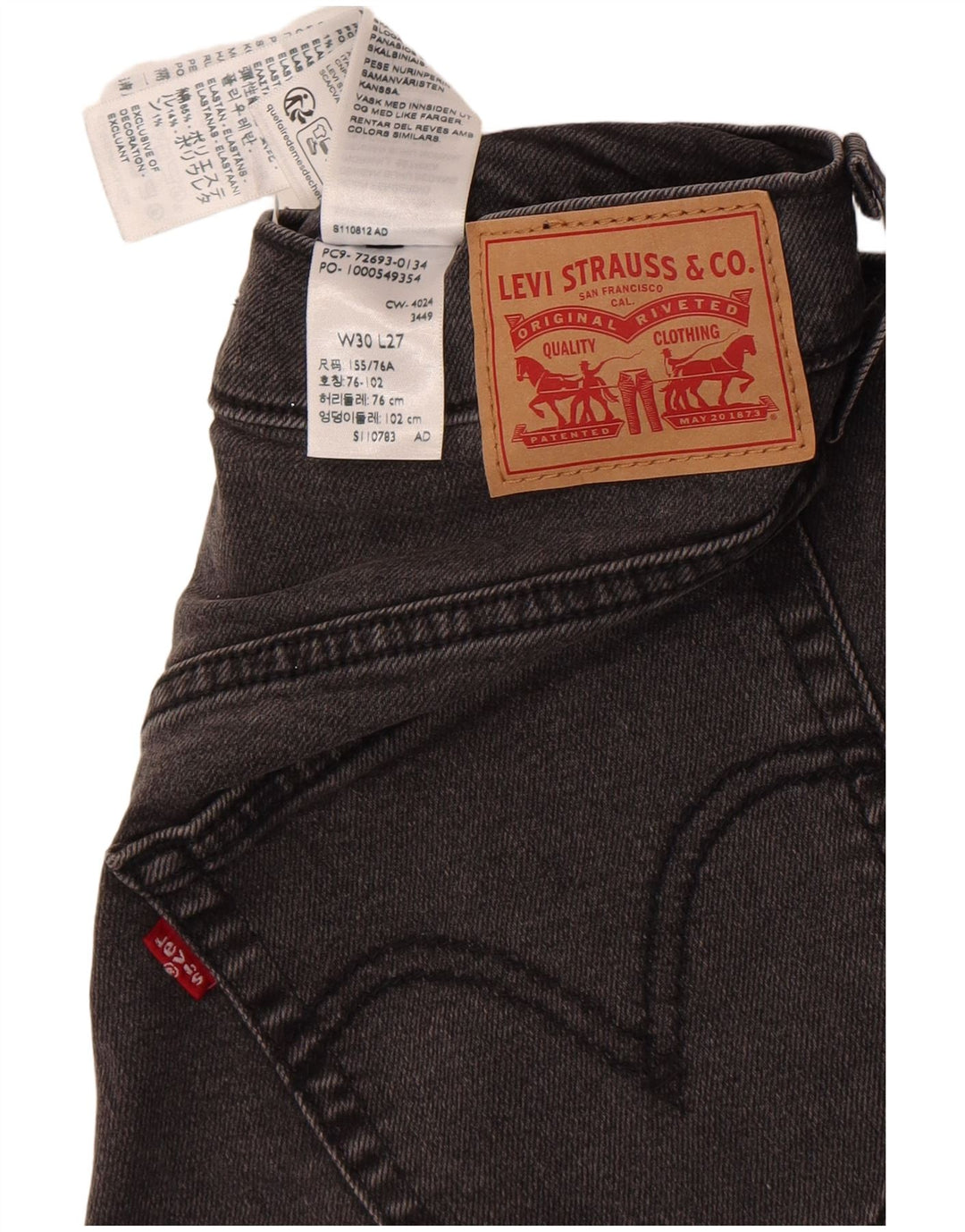 Levi's Straight Jeans til mænd W30 L27 Grå bomuld