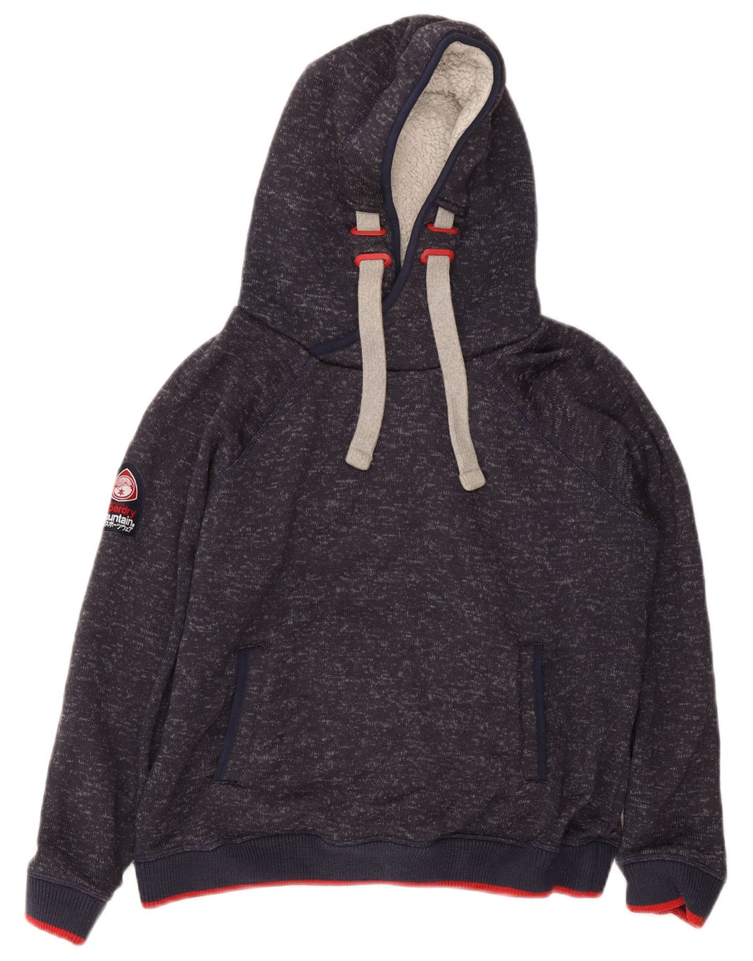 Superdry Dame Hættetrøje UK 18 XL Navyblå Flecked Polyester