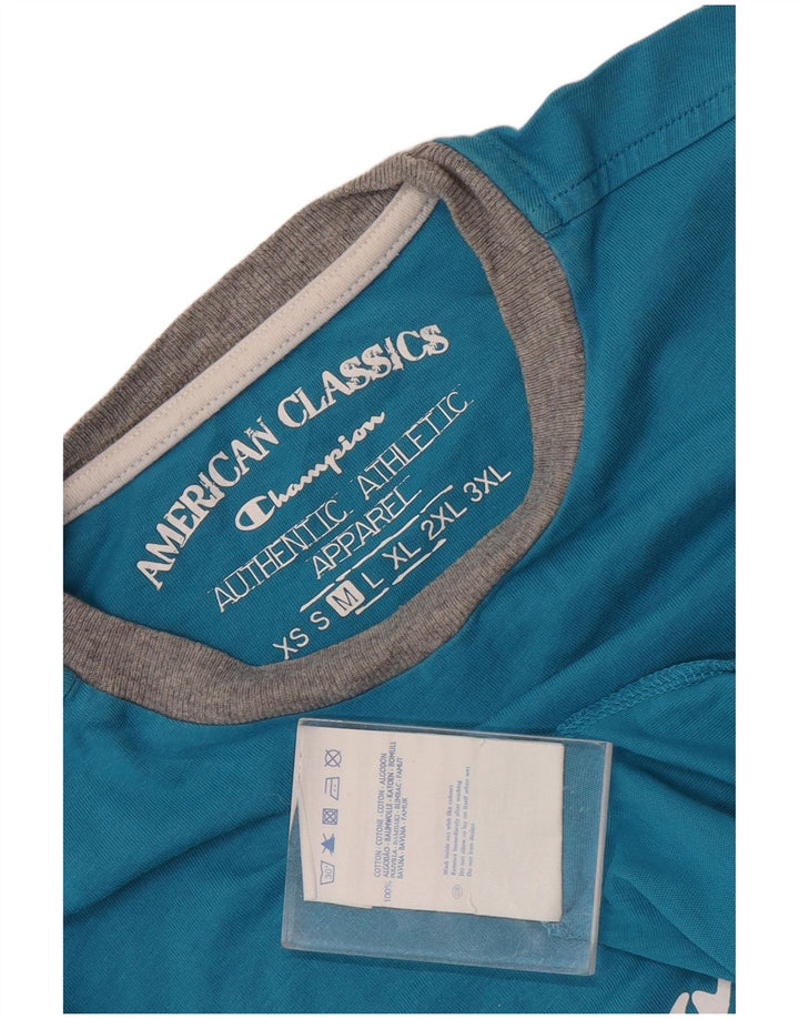 Champion Herre grafisk T-shirt Top Medium Blue Colourblock Bomuld