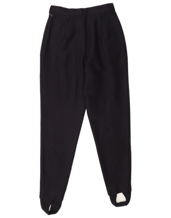 Caractere Womens Stirrup Trousers UK 8 Small W24 L30 Navy Blue Virgin Wool