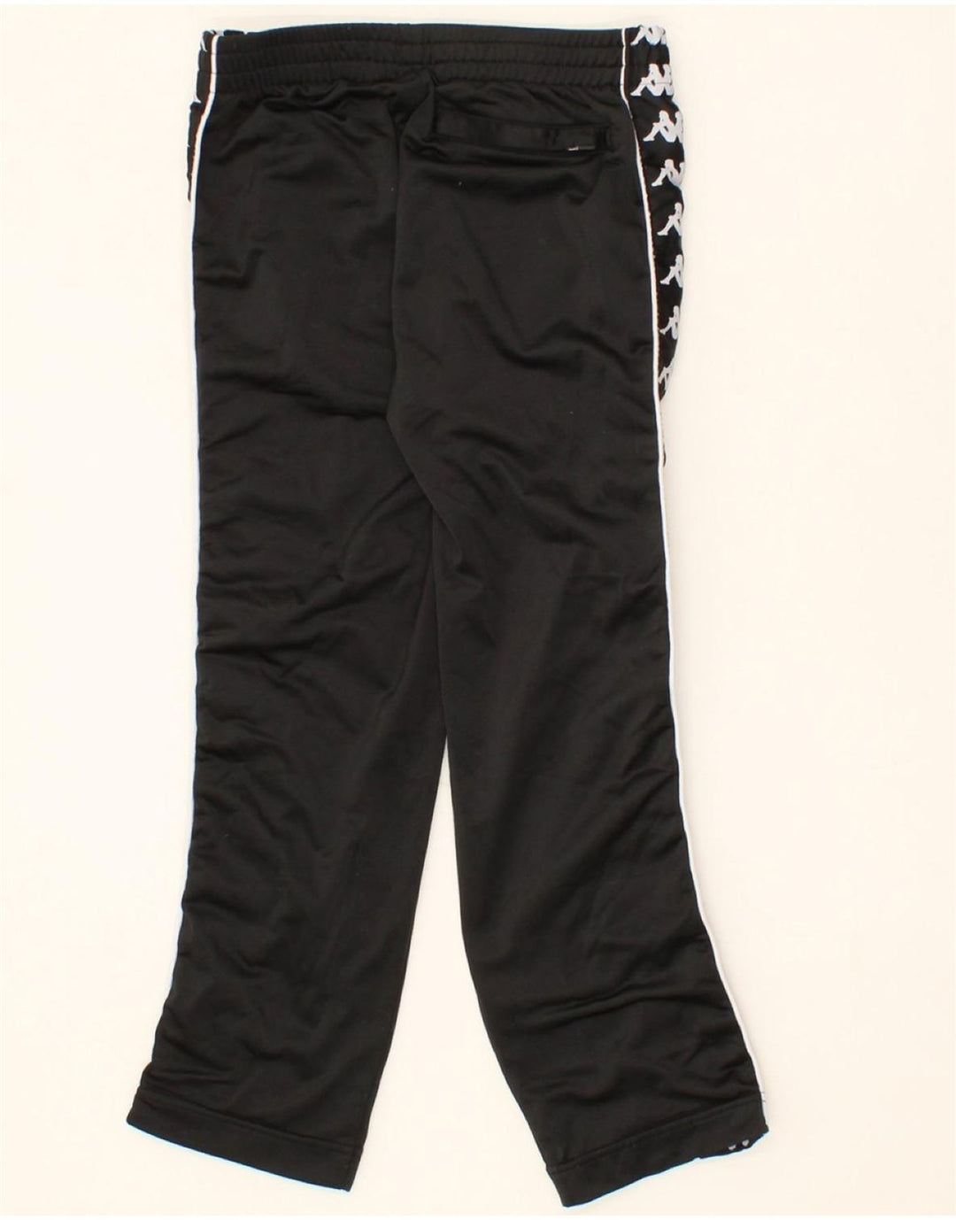 KAPPA Boys Graphic Tracksuit Trousers 7-8 Years Black Polyester Vintage Kappa and Second-Hand Kappa from Messina Hembry 