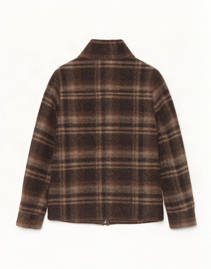 Playlife Dame Sherpa Duffle Bomber Jacket UK 16 Large Brown Plaid Classic