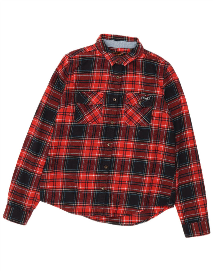 SUPERDRY Dame Flanell Shirt UK 8 Lille rød ternet bomuld