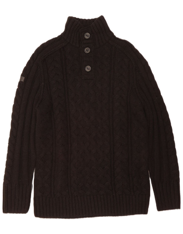 Superdry Herre Button Neck Sweater 2XL Brun Akryl