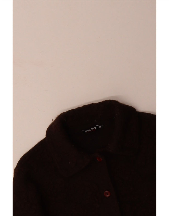 PACO Womens 5 Button Blazer Jacket UK 14 Medium Brown Floral Wool