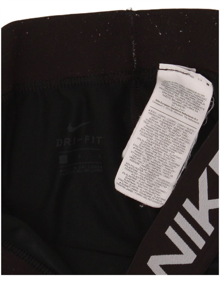 Nike Dame Dri Fit Grafiske Leggings UK 14 Large Black Polyester