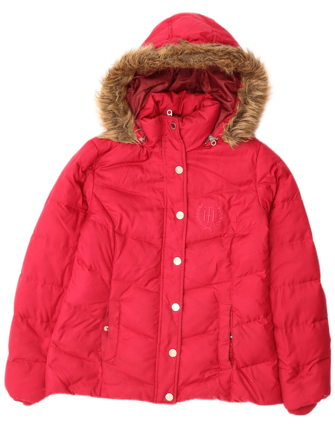 Tommy Hilfiger, polstret hættejakke til kvinder UK 10 Small Pink Polyester