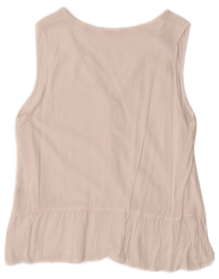 Levi's Dame ærmeløs bluse Top UK 10 Small White Rayon