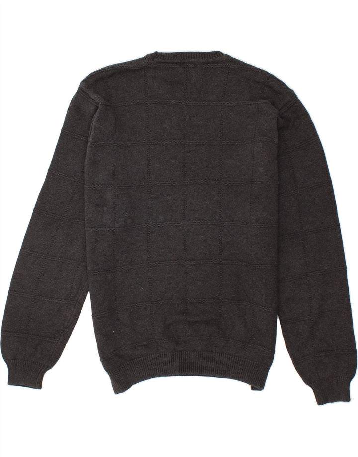 IZOD Mens Crew Neck Jumper Sweater Large Grey Check Cotton Vintage Izod and Second-Hand Izod from Messina Hembry 