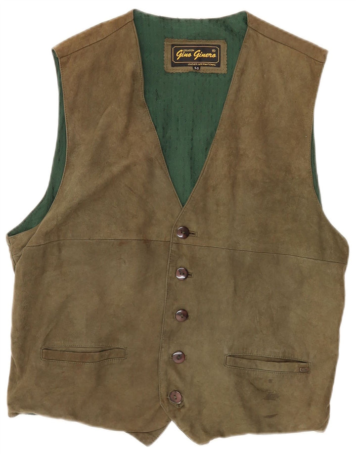 Vintage herre ruskindsvest IT 50 Medium Khaki Læder