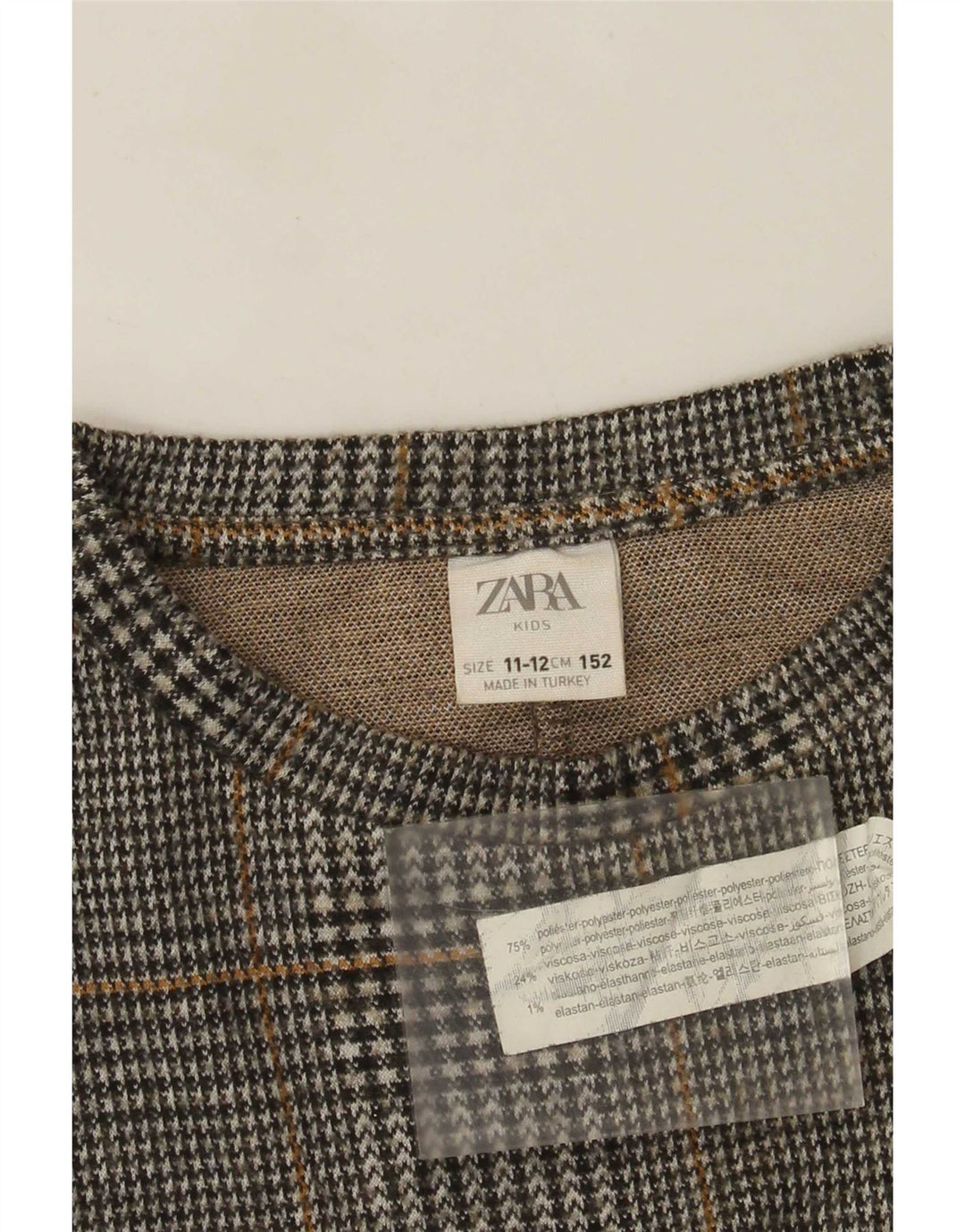 Zara Pige Sweatshirt Jumper 11-12 År Grå Plaid Polyester