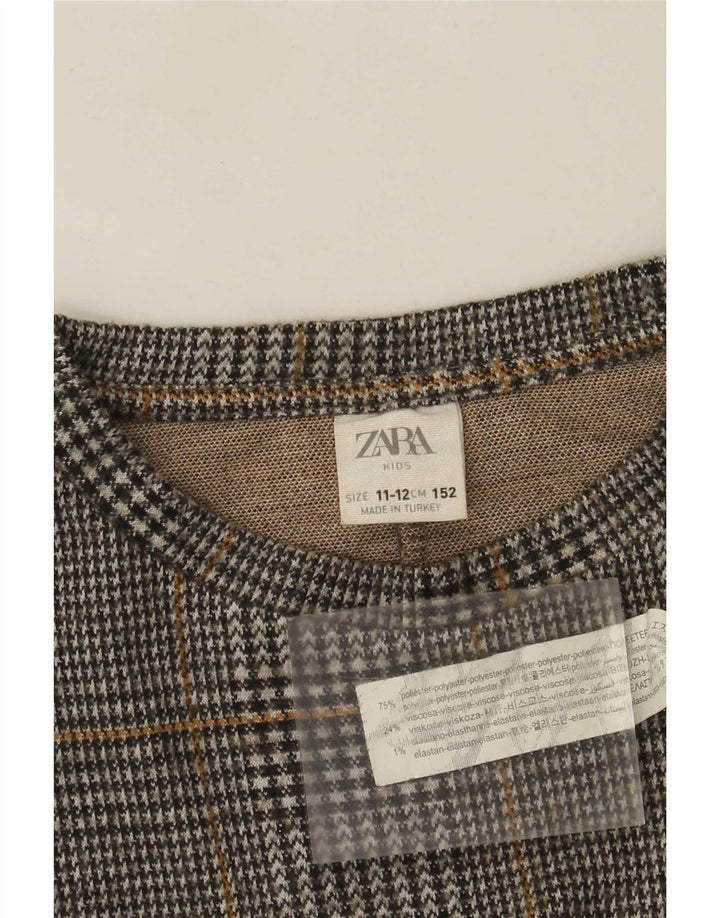 Zara Pige Sweatshirt Jumper 11-12 År Grå Plaid Polyester