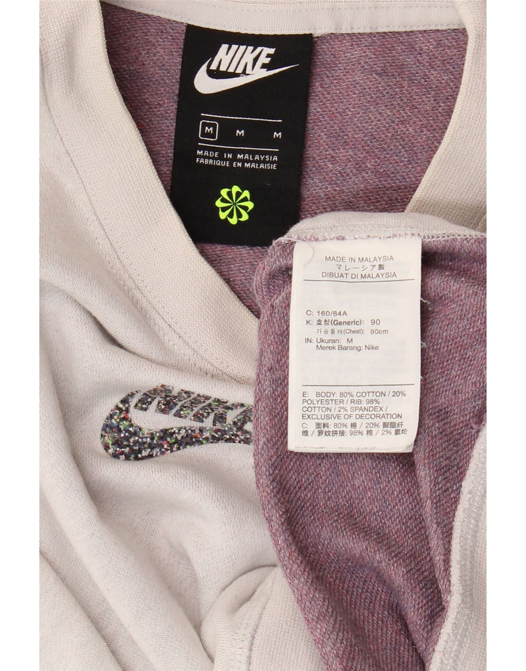 Nike Womens Crop Oversized Sweatshirt Jumper UK 14 Medium Grey Bomuld