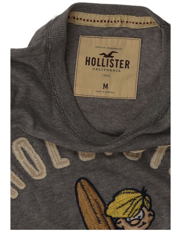 Hollister Herre grafisk T-shirt Top mellemgrå bomuld